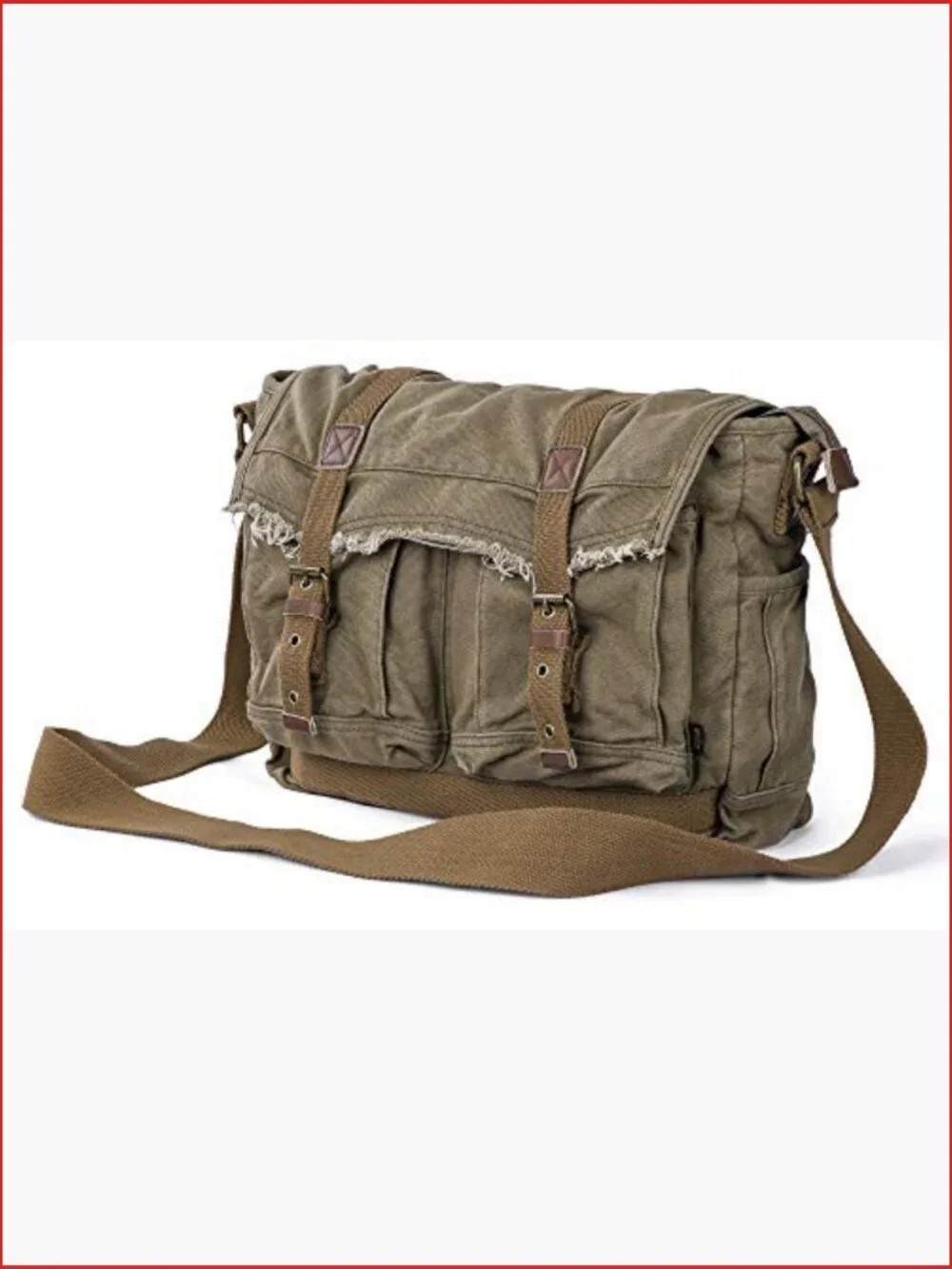 Canvas Messenger Bag Frayed Style Shoulder Purse
